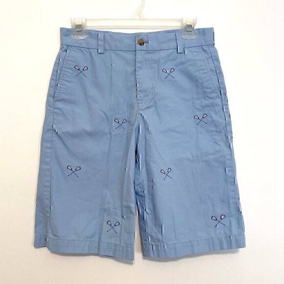VINEYARD VINES Boys Lacrosse Embroidered Breaker Shorts Light Blue 11" Inseam 16 - Picture 1 of 8
